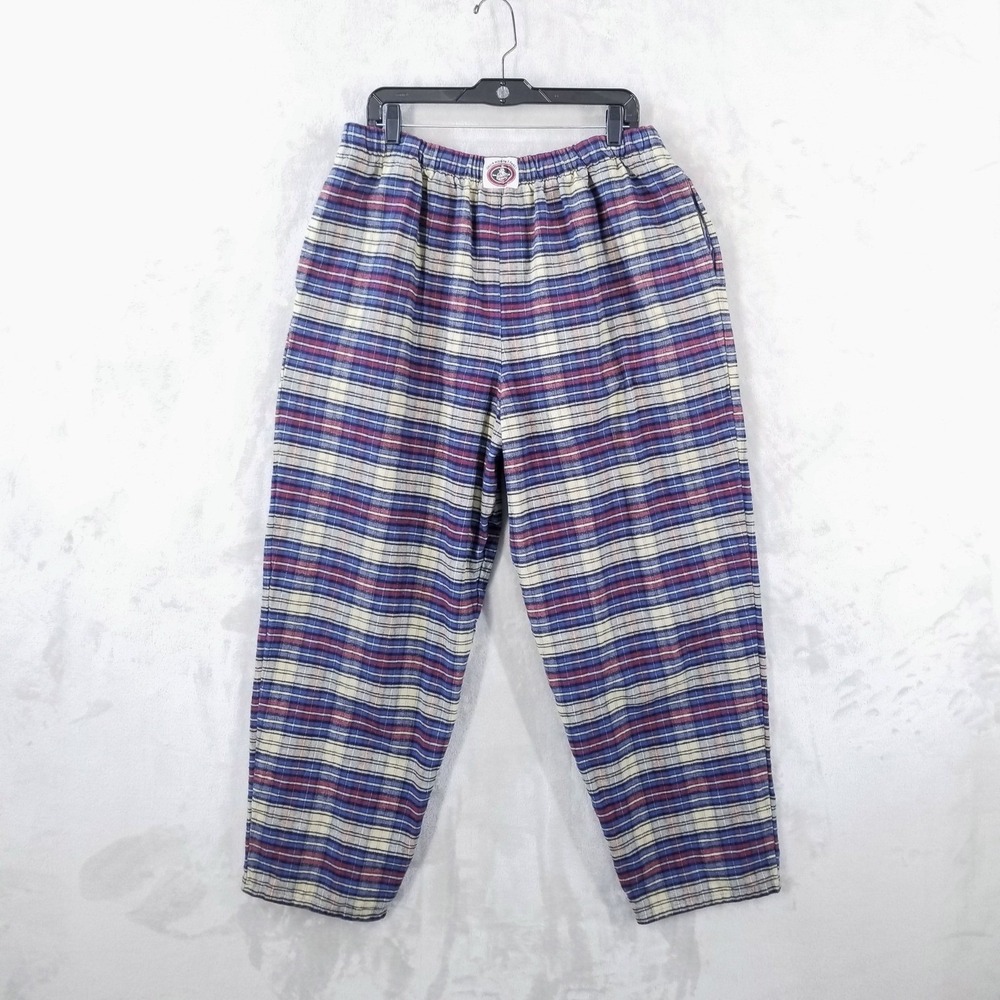 Johnson Woolen Mills Flannel Leisure Pants Women Large Plaid Heavyweight Cotton